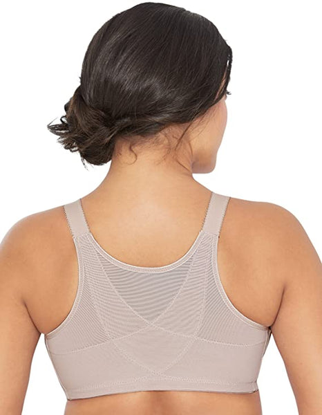 Womens Front Closure Posture Wireless Back Support Full Coverage Bra Taupe  Tan 38G