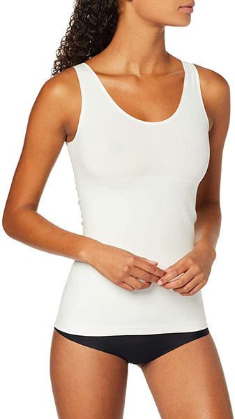 Spanx Womens Top Large White Sleeveless Tank Shapewear Lace V Neck Stretch