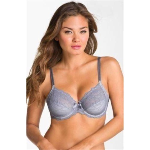  Womens Full Coverage Floral Lace Underwired Bra Plus Size  Non Padded Comfort Bra 32H Grey