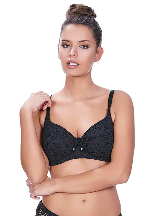 Freya Patsy Bra 32F Half Cup Lightly Padded Excellent Condition AA1223BLK