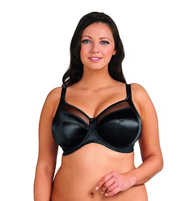 Goddess Keira Bra Black Size 36HH Underwired Full Cup Side Support Banded  6090